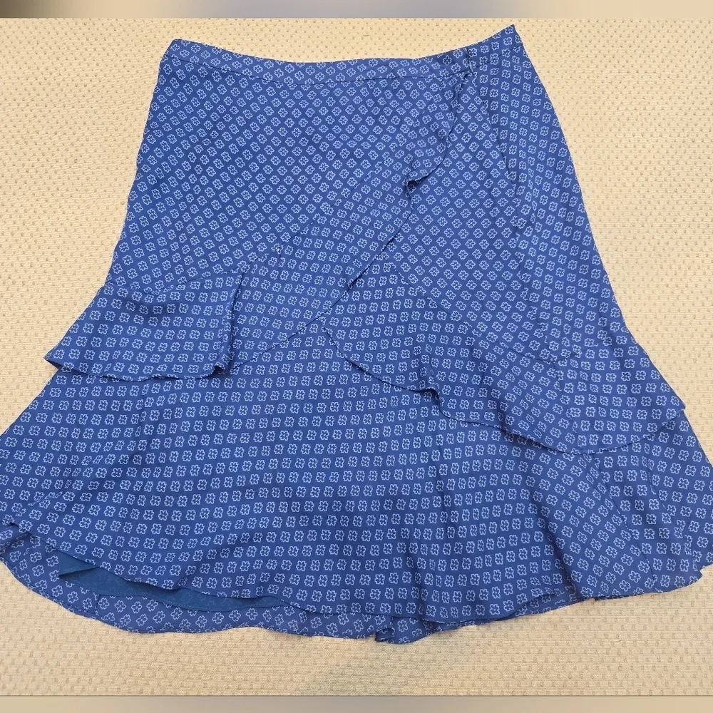 MICHAEL KORS WOMEN'S Blue  SWIRL LAYERED RUFFLE TIERED SKIRT  SIZE 12